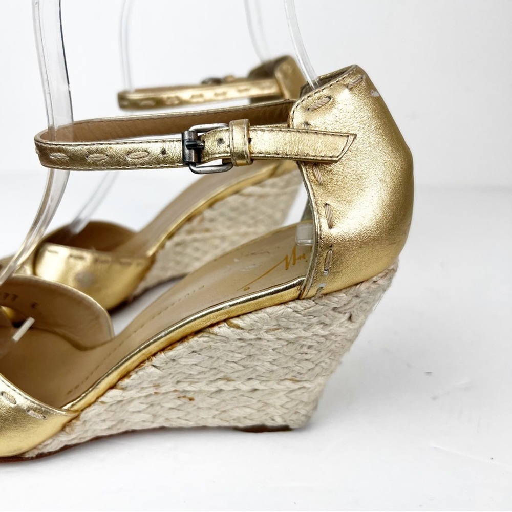 SZ 38 Giuseppe Zanotti Gold Sandal Wedges - Picture 2 of 7